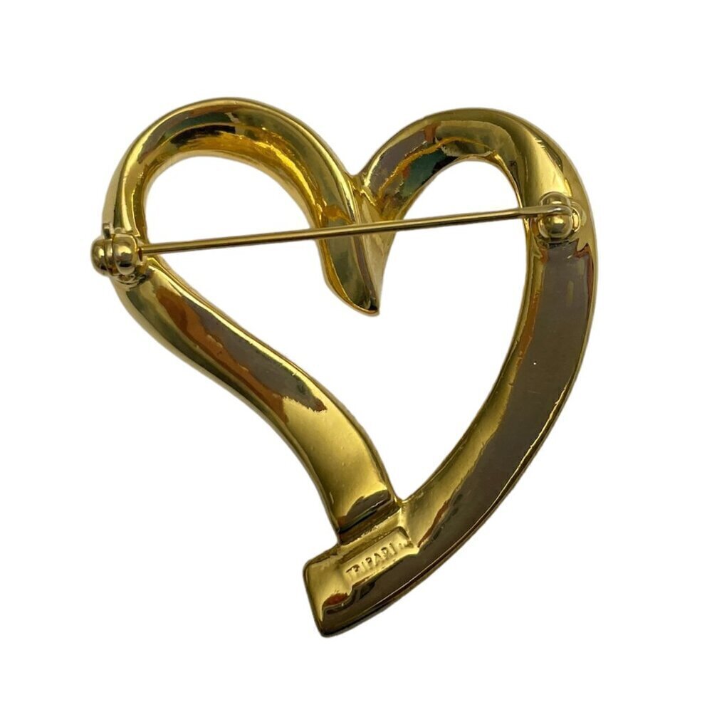 Trifari Gold Tone Open Heart Brooch Large Heart Shaped Pin Fashion Jewelry - Picture 6 of 7